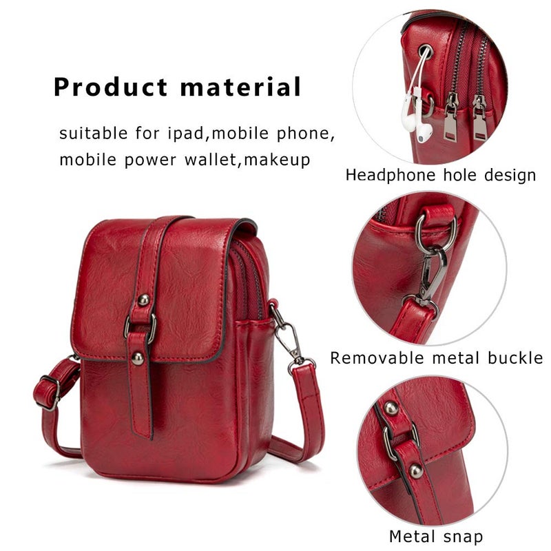 My Friday myfriday Vintage Crossbody Phone Bag for Women, Small Leather Shoulder Purse and Handbag with Tassel&Rivet Decoration - Image 5